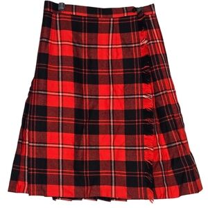 Vintage Highland Queen Kilt Skirt Virigin Wool Red Black Tartan Size 10 Canada‎